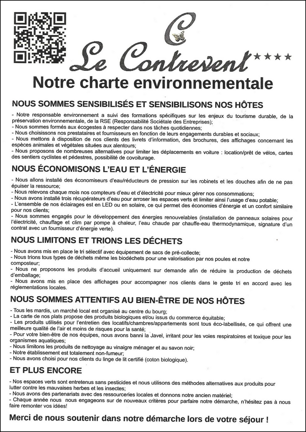 Notre charte environnementale